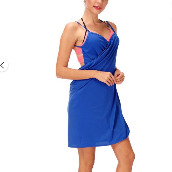 MODA International By Victoria Secrets Navy Blue Swimsuit Wrap Dress - Picture 4 of 12